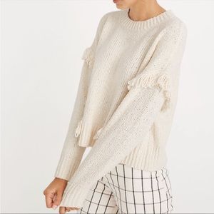 Madewell Montford Fringe Pullover Sweater Ivory Cream - XS